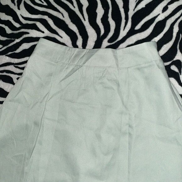 Vintage mint green front slit midi a line trad modest elegant high waisted skirt - Picture 9 of 11